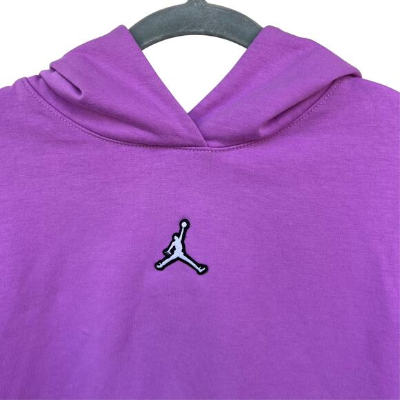 Air Jordan Girls Cropped Hoodie Pullover Size M Purple Logo Sweatshirt Athletic - Picture 3 of 6